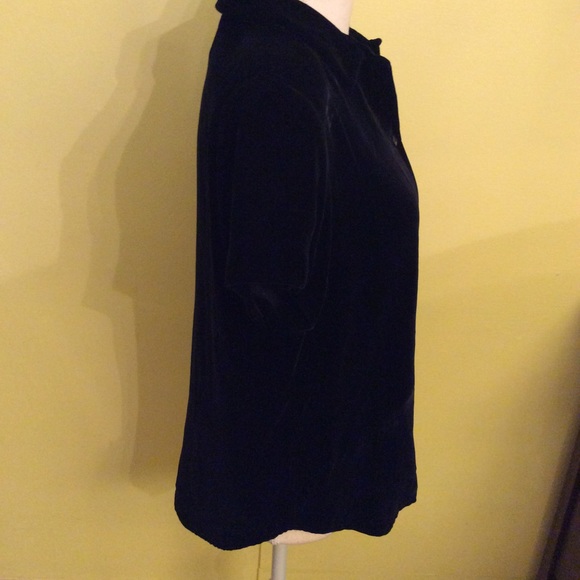 Pretty JNY Black Velvet Short Sleeve Blouse Size 8 - Picture 6 of 13